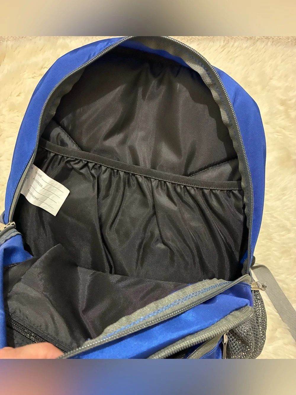 LL Bean Backpack, Style 302389, Reflective, Blue / gray